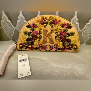 Anthropologie Monogram Embellished Pouch Bag - NEW in sealed retailer bag